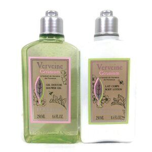 L'Occitane Limited Edition Verbena Geranium Body Care Set 250ML X 2 NEW